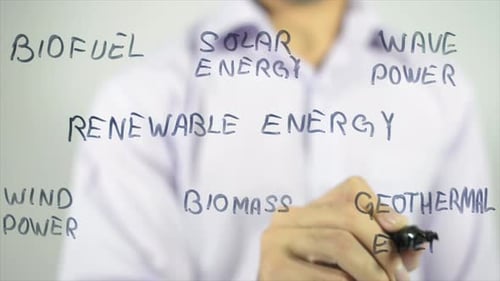 Close Up of Renewable Energy Concept Being Written