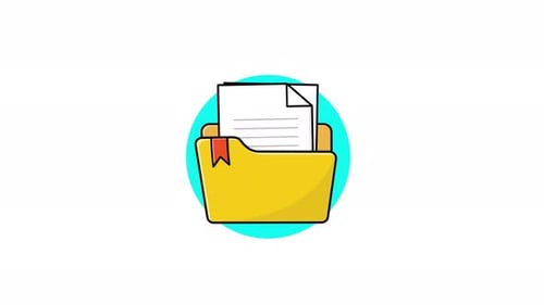 Corporate Document Folder Animated Flat Design Icon Reveal