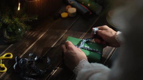 Wrapping a Holiday Gift with Ribbon
