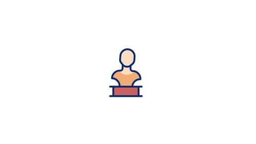 Animated Flat Design Bust Sculpture Icon Reveal