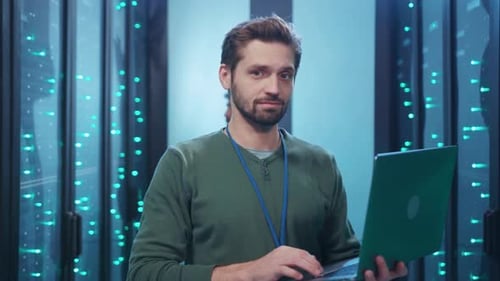 Technician Engaged in Operations and Management Within a Data Center Environment