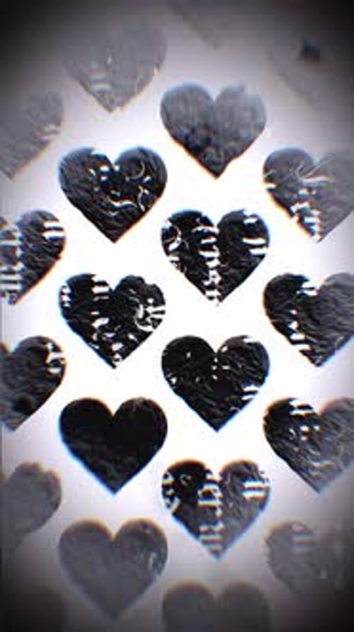 Negative Looping Portrait Film Of Paper Stop Motion Love Hearts