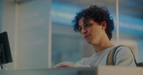 Airport Checkin Counter Passenger During Passport Control for Boarding Flight