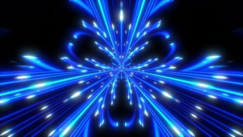 Abstract Blue Light Rays Tunnel Loop Background