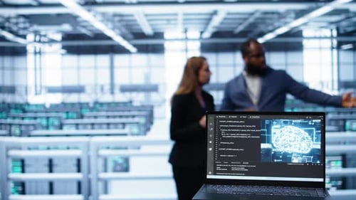 Close Up of Laptop with AI Technology Used to Sustain Data Center Hardware