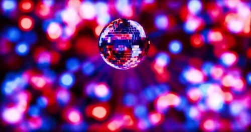 Looping 3D animation of a rotating disco ball. VJ loop. Intro for a music track. Retro disco