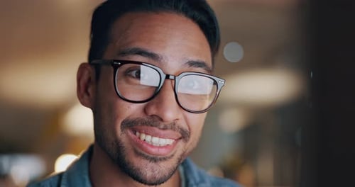 Smiling Man in Glasses Close Up Portrait