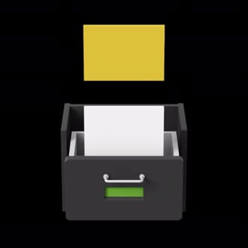 Modern 3D Filing Cabinet Organizing Documents Animation