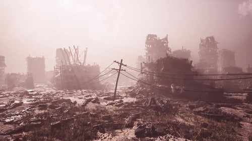 Desolate Remnants of a City Ravaged By Military Conflict and Devastation