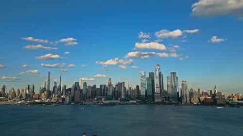 Manhattan and One World Trade Center in New York City USA As Seen From Weehawken New Jersey
