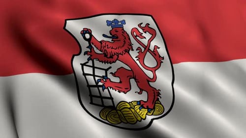 Waving Flag with Red Lion Coat of Arms