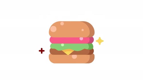 Bouncing Flat Design Burger Icon Animation