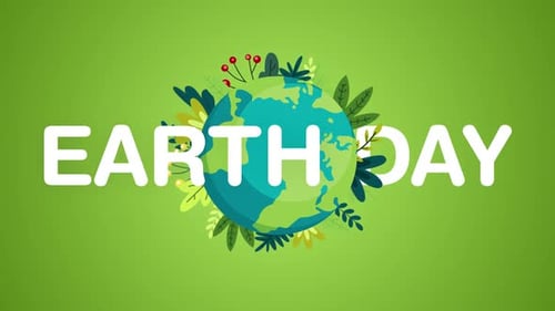 Animated Earth Day Globe with Plants