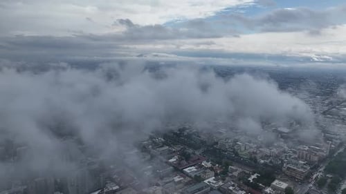 Cloudscape Symphony A Drone's View of Santiago's Urban Sea