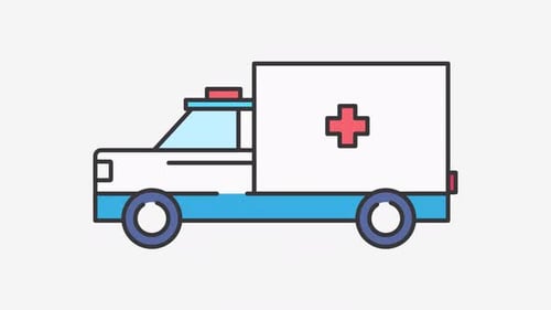 Flat Design Ambulance Driving Seamless Loop Animation