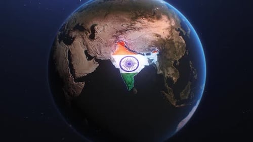 Animated Earth Globe with India Map and Flag Reveal