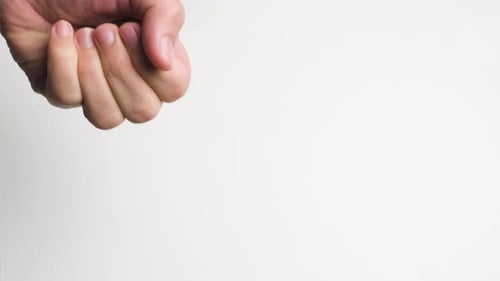 Primer plano de la mano humana revela el procesador de la CPU, el concepto de electrónica de la computadora, el fondo blanco
