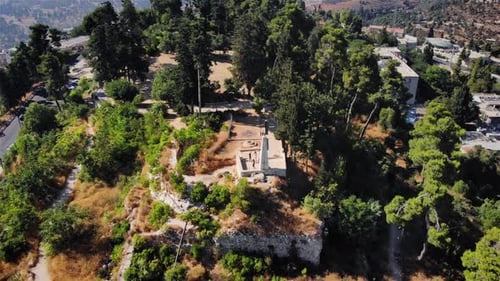 Zefat old Crusaders Fortress Aerial view