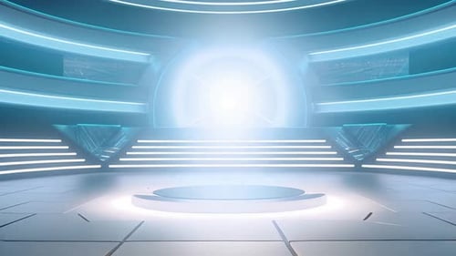 Futuristic Studio Stage with Pulsing Light Background