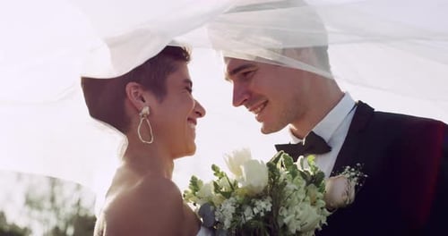 Affectionate Couple Embracing on Wedding Day