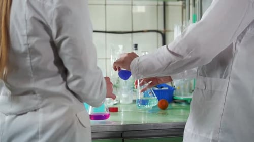 A Women Conduct Chemical Analyses in Medical Laboratory