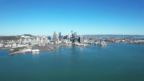 Auckland Cityscape In North Island, New Zealand - Aerial Drone Shot