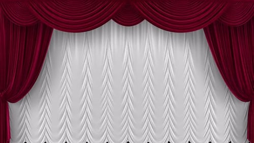 Velvet Red Theater Curtains with Lift Up Curtains with Alpha Channel