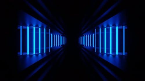 Blue Neon Side Lights In Corridor Background Vj Loop In 4K
