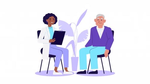 Flat Design Animated Doctor Patient Consultation Illustration