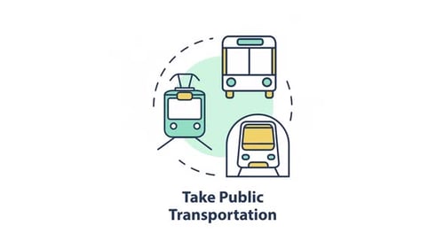 Animated Public Transportation Icons in Flat Design