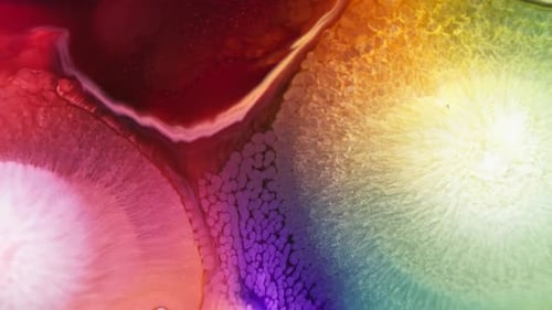 plan d'une diffusion d'encre multicolore avec un dégradé de rouge vif à jaune