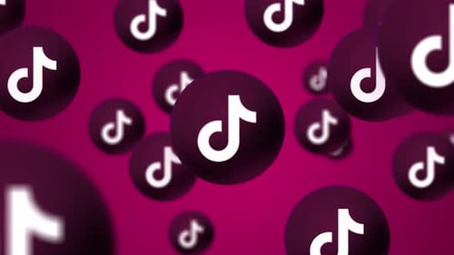 3D TikTok Logo Spheres Floating Seamless Loop