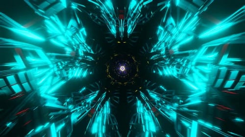 Futuristic Neon Geometric Tunnel Animation Background