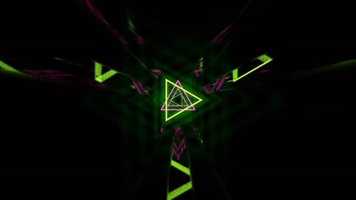 Pink And Light Green Abstract Infinite Strobe Triangular Space Background Vj Loop In 4K