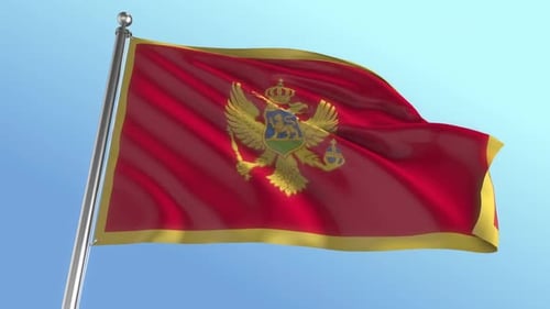 Montenegro National Flag Waving Seamless Loop Animation