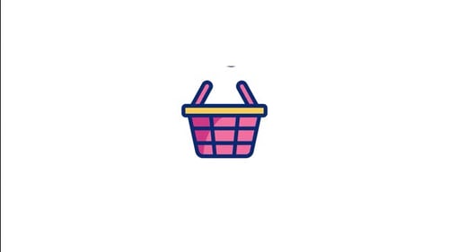 Animated Flat Design Shopping Basket Icon