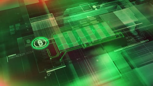 Animated Cyberspace With Abstract Infographic Of Bitcoin Price Growth