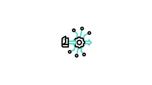 Animated Technology Workflow Icon in Flat Design Style