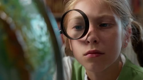 Smart Clever Curious Caucasian Little Girl Schoolkid Child School Kid Overworked Schoolgirl Pupil