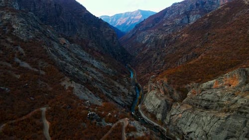 Aerial View of River Gorge in Mountains