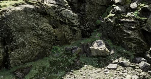Detailed Rocky Mountain Cliff Face Landscape Pan