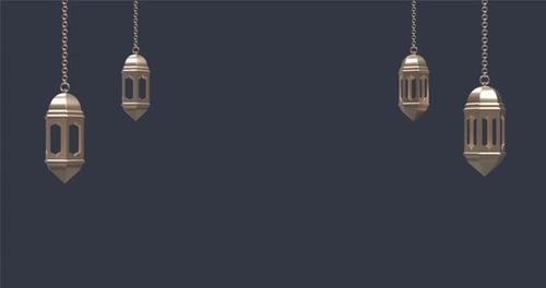 Animated Golden Lanterns Swaying for Ramadan and Eid Celebrations