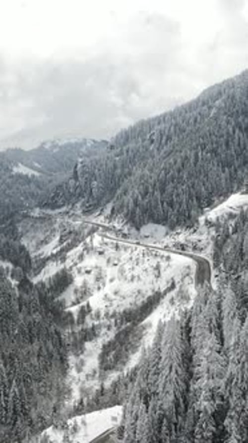 Snowy Mountain Drone View
