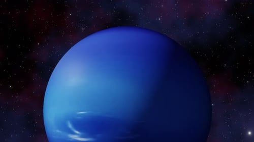 Planet Neptune view from outer space and twinkling stars in the Milky Way galaxy 3d render. Solar