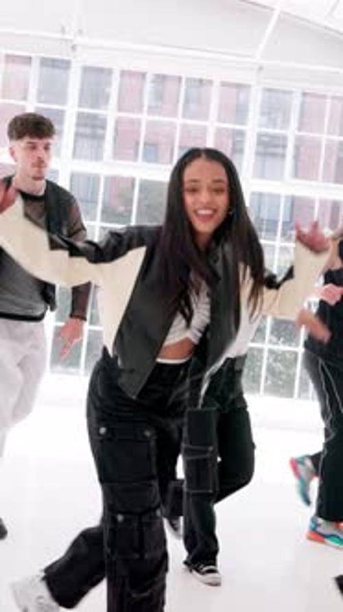 Group, hip hop and dancing in studio with energy, choreography class and edgy routine