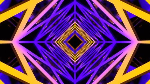 Purple And Yellow Futuristic Abstract Tunnel Background Vj Loop In HD