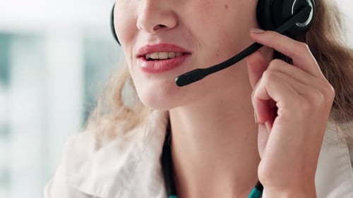 Woman Wearing Headset Talking on the Phone