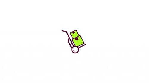 Animated Hand Truck with Boxes Flat Design Loop