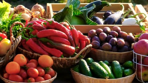 Fruits and Vegetables at the Farmers Market Selective Focus