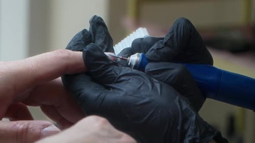 Close Up of Manicure Treatment in Nail Salon